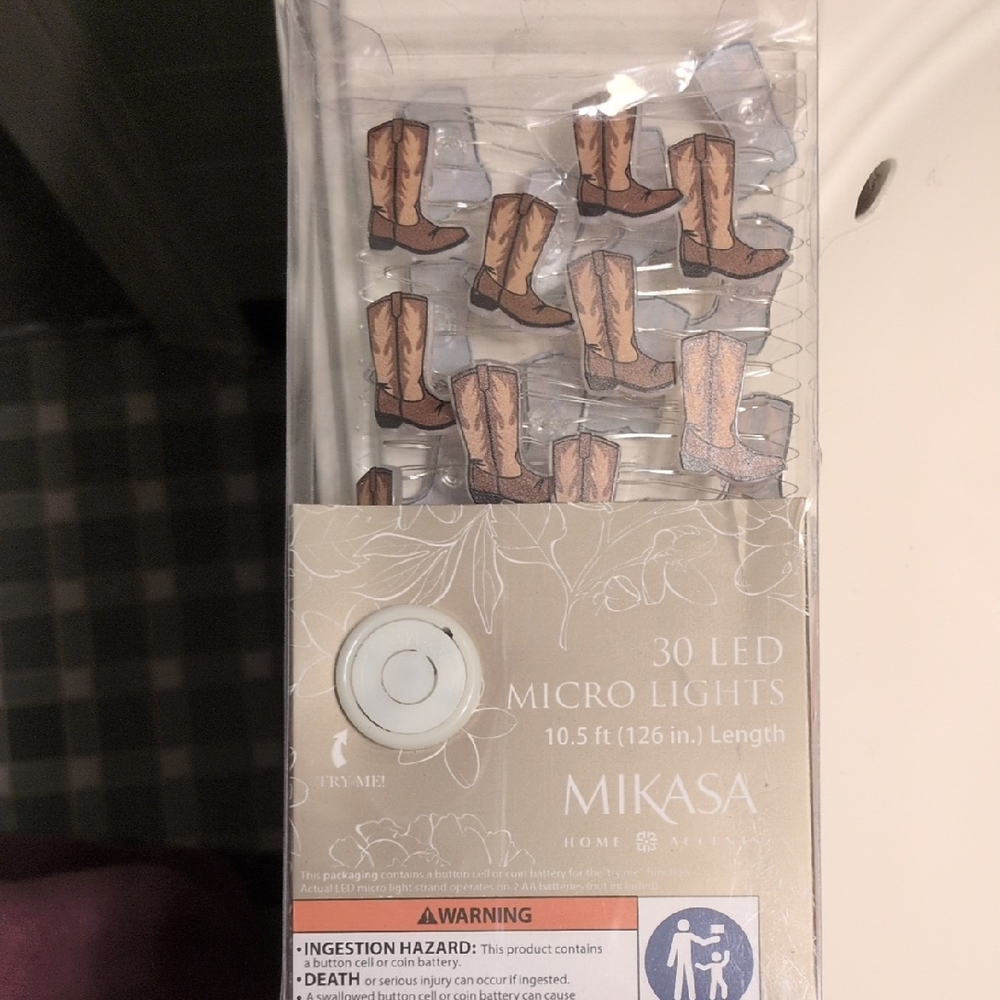 Mikasa Cowboy Boot LED Micro Lights - Tan and Brown